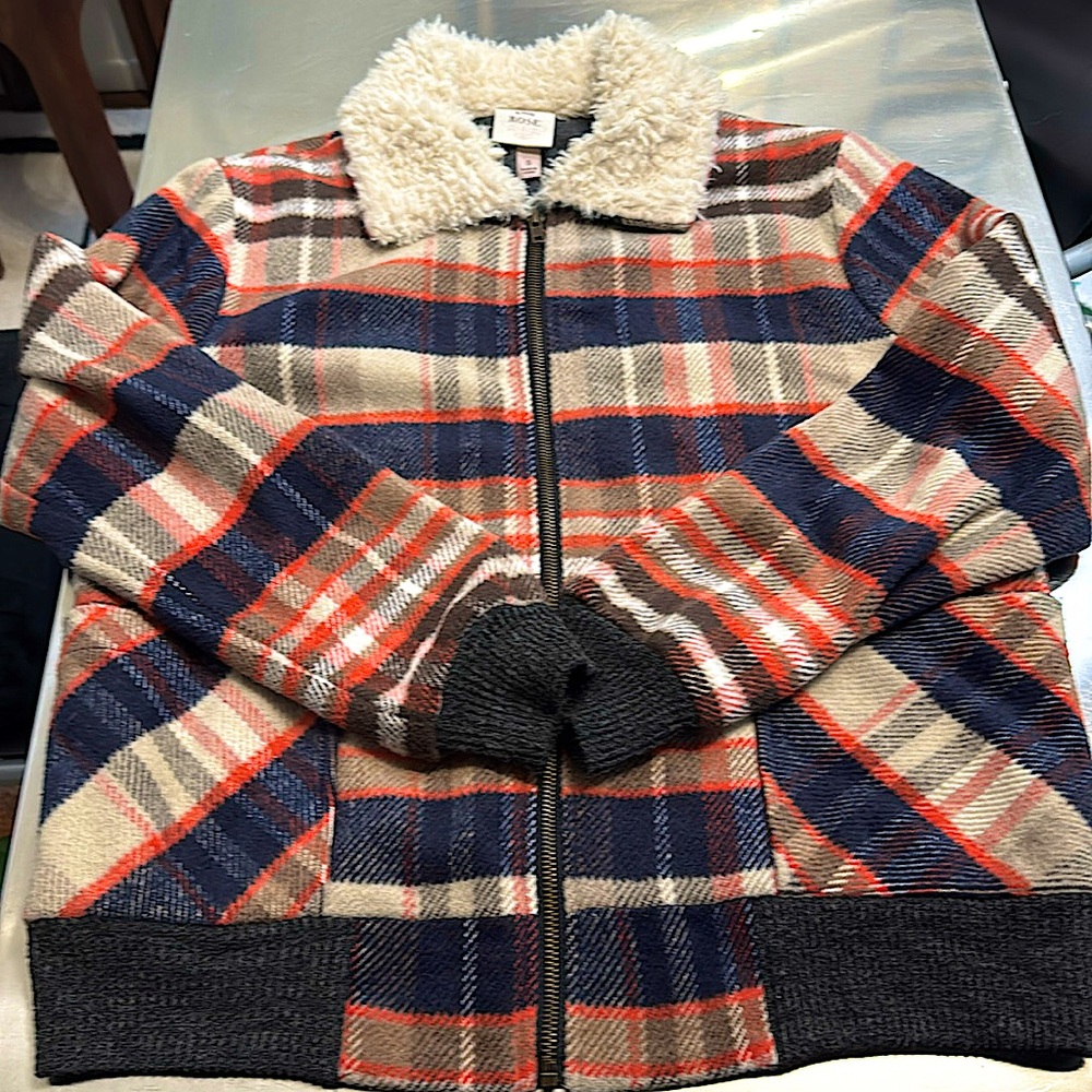 ADORABLE plaid bomber jacket with furry collar NWOT retro vintage 70s 80s